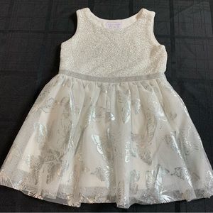 The Childrens Place girls size 3T silver butterflies accents spring Easter dress